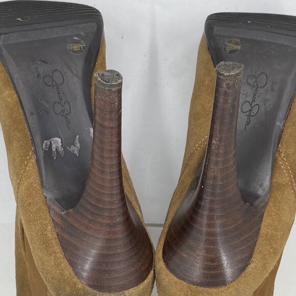 Jessica Simpson Tan Suede Heel Ankle Booties size 7.5 - Picture 5 of 8